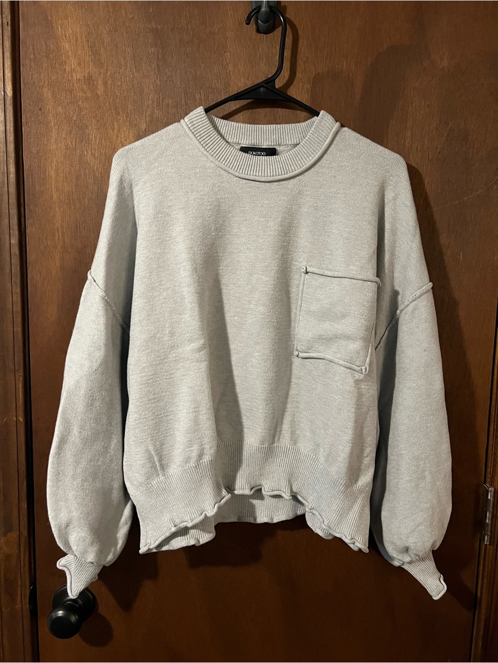 DOKOTOO Light Gray Ribbed Crewneck Sweater